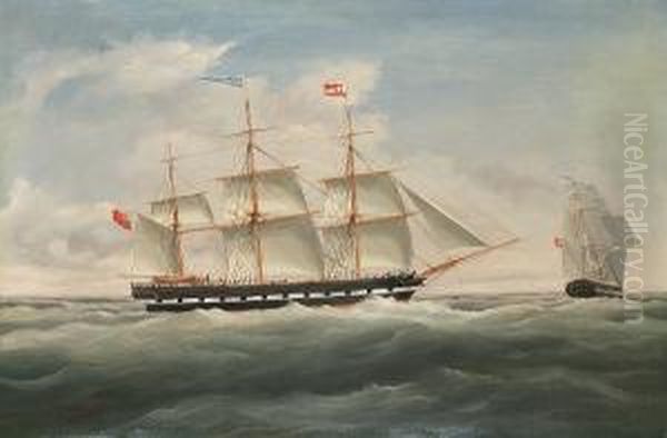 The 3-masted Merchantman 'ann Mitchell' Oil Painting by Ernest Poulson