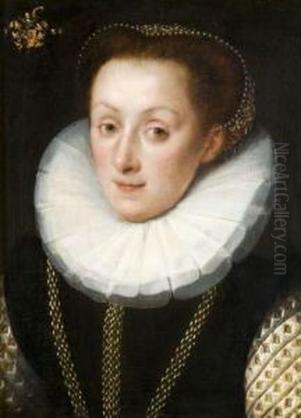 Portrait D'une Dame De Qualite De La Famille Dointerp Oil Painting by Frans Pourbus the younger