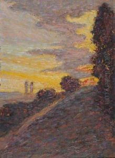 Coucher De Soleil Oil Painting by Leon Pourtau