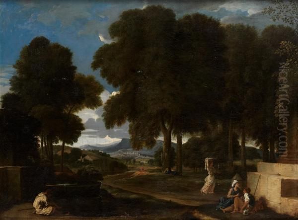 Paysage Anime De Personnages Oil Painting by Nicolas Poussin