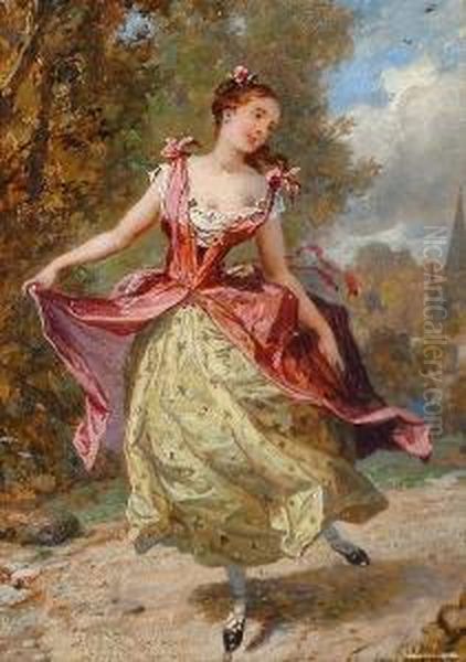 Marie Taglioni In 'la Fete Du Village'; Marie Taglioni In 'l'ete' Oil Painting by Joseph Rubens Powell