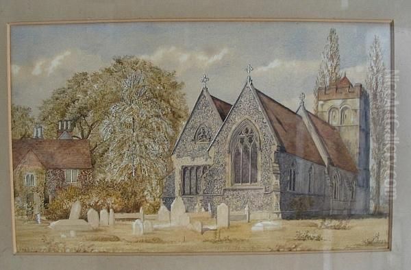 Bisham Church And Vicarage Oil Painting by Thomas Edward Powell