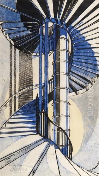 The Tube Staircase Oil Painting by Cyril E. Power