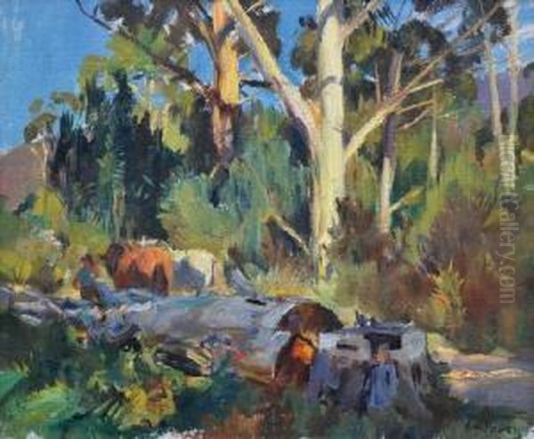 Fallen Tree - Mill Team Oil Painting by Harold Septimus Power