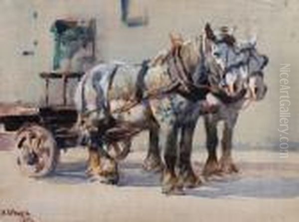 Horse Drawn Cart Oil Painting by Harold Septimus Power