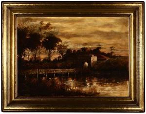 Buildings Near The River Richelieu Oil Painting by Tyrone Power Sr.