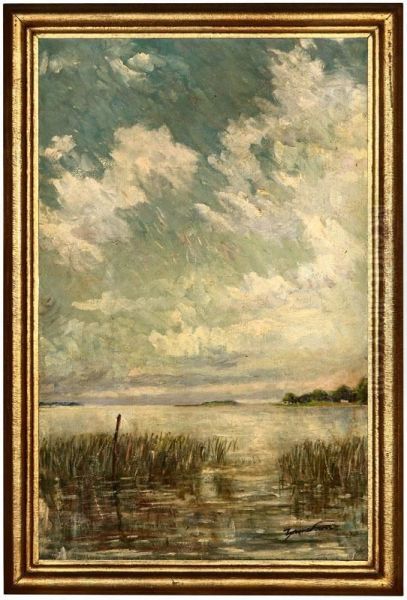 Landscape With Clouds And Marshes Along The River Richelieu Oil Painting by Tyrone Power Sr.