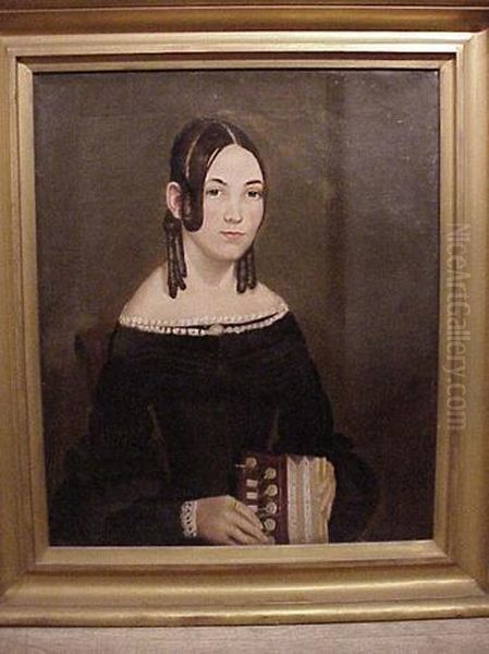 Portrait Of A Lady With A Squeezebox Oil Painting by Asahel Lynde Powers