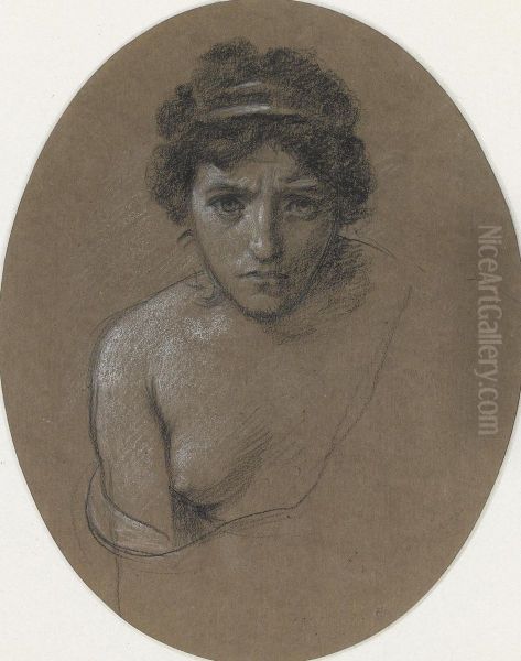 Female Head Study Oil Painting by Sir Edward John Poynter