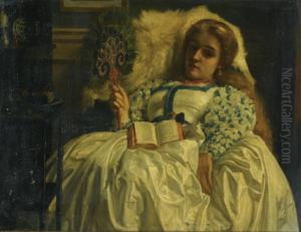 The Peacock Fan Oil Painting by Sir Edward John Poynter