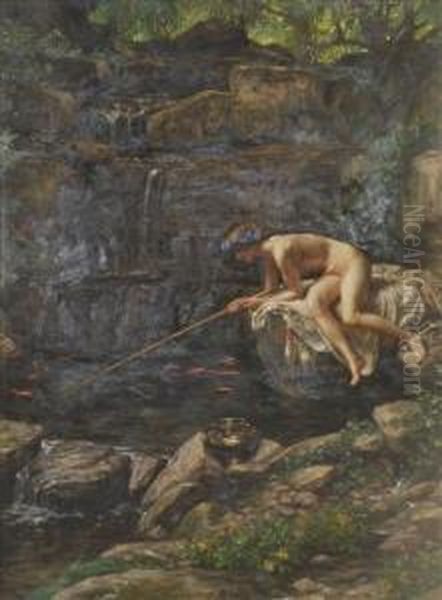 Fishing, 
The Nymph Of The Stream Oil Painting by Sir Edward John Poynter