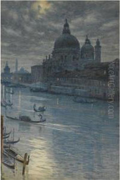 A Moonlight Scene, Venice Oil Painting by Sir Edward John Poynter