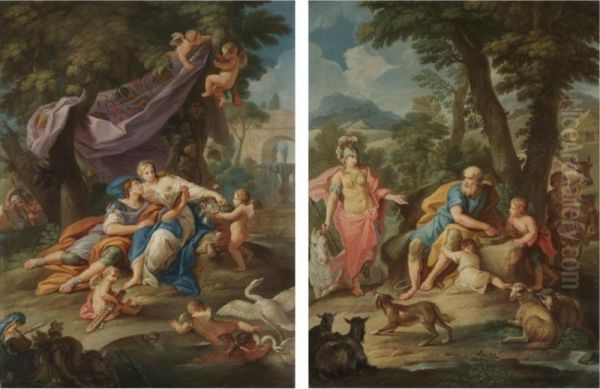 Rinaldo And Armida; Erminia And The Shepherds Oil Painting by Stefano Pozzi