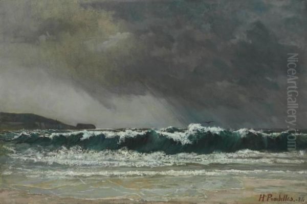 La Plage D'hendaye Oil Painting by Hippolyte Pradelles