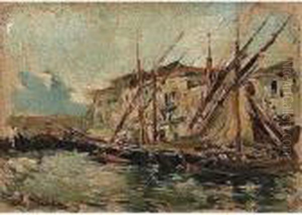 Puerto Oil Painting by Francisco Pradilla y Ortiz