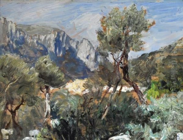 Capri Oil Painting by Attilio Pratella