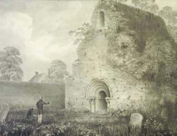 Ancient Building Close To The Cathedral At Killaloe Oil Painting by Charles Vallancey Pratt