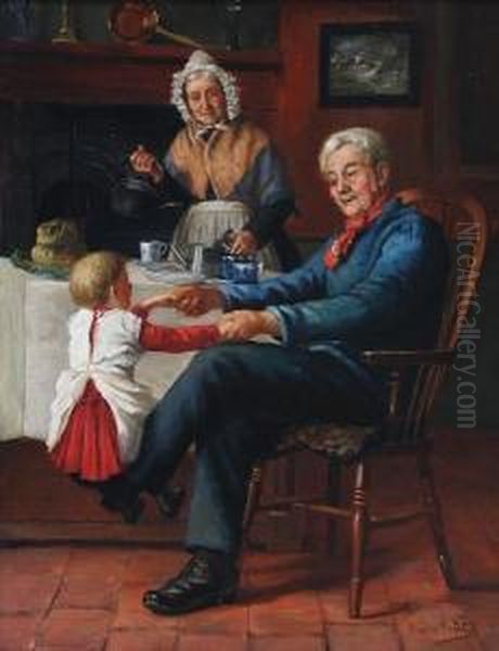 Apple Of Her Grandparents' Eyes Oil Painting by Claude Pratt