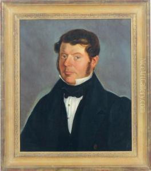 Portrait Of Gentleman With Sideburns Oil Painting by Henry Cheever(s) Pratt