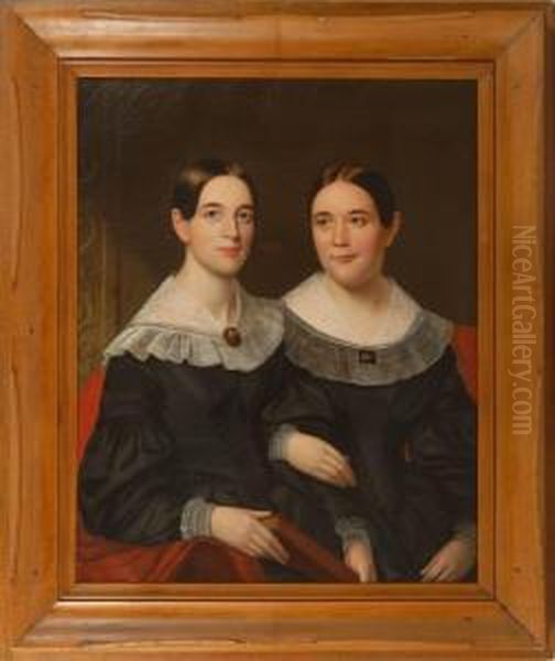 Half-length Portrait Of Two Sisters Oil Painting by Henry Cheever(s) Pratt