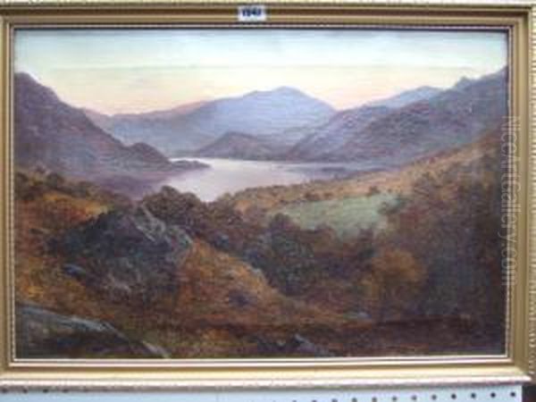 Mountainous Lake Landscape Oil Painting by Henry Lark Pratt