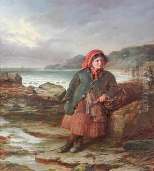 Fishergirl On The Shore Oil Painting by Jonathan Pratt