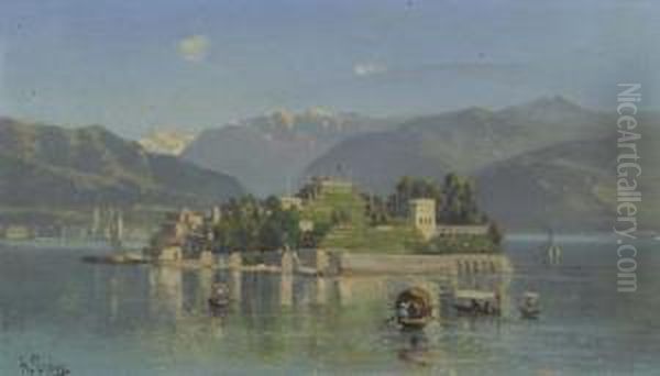 View Of Isola Borromeo. Oil Painting by Ambrogio Preda