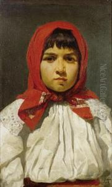 Portrait Of A Young Girl Oil Painting by Uros Predic