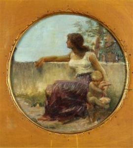 A Study For An Allegory Oil Painting by Jan Preisler