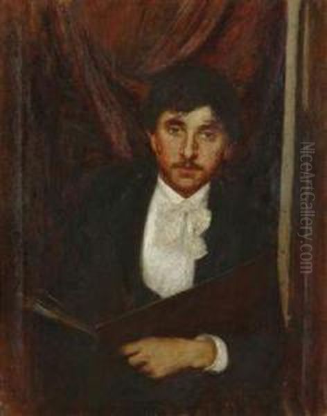 A Portrait Of The Painter Vaclavslaboch Oil Painting by Jan Preisler