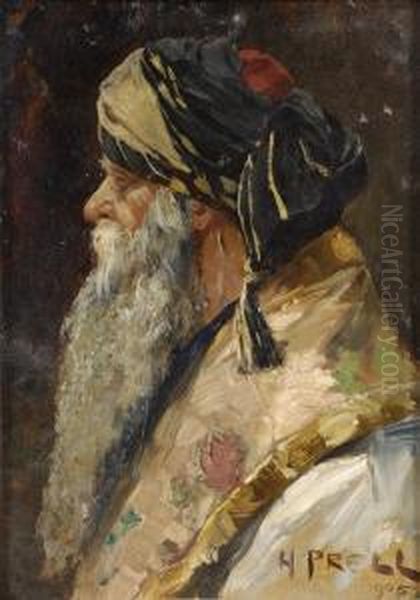 Portrait Eines Orientalen. Oil Painting by Hermann Prell