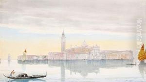 San Giorgio Maggiore, Venice Oil Painting by Luigi (Ludwig Osipovich) Premazzi