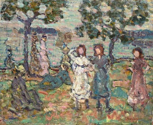 Park Along The Shore Oil Painting by Maurice Brazil Prendergast