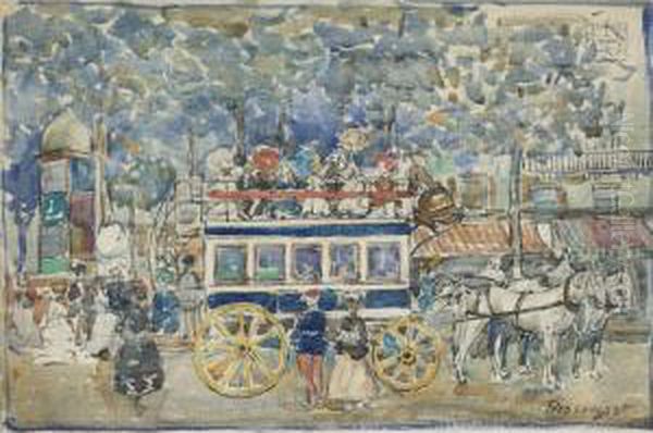 The Paris Omnibus Oil Painting by Maurice Brazil Prendergast