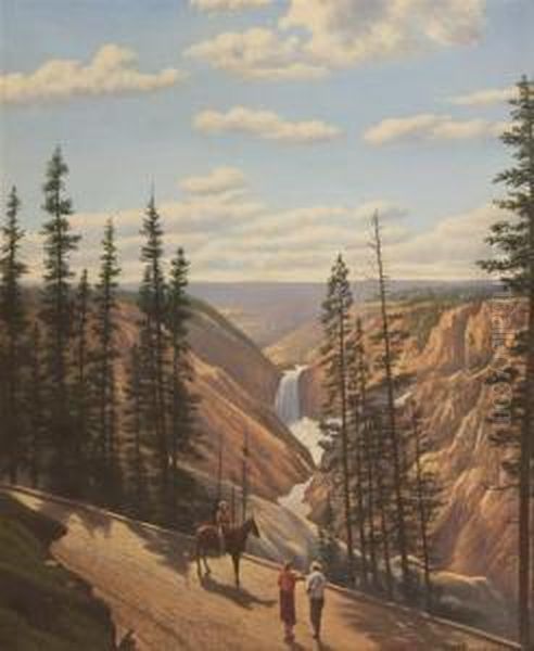 Watching The Falls Oil Painting by Levi Wells Prentice