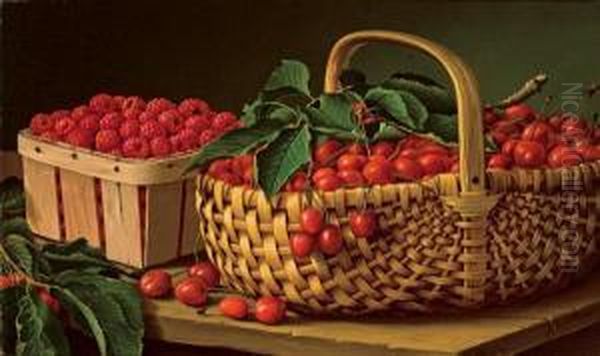 Raspberries And Cherries Oil Painting by Levi Wells Prentice