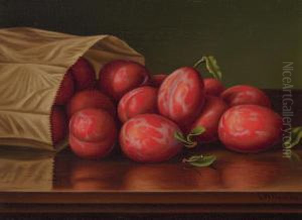 Bag Of Plums Oil Painting by Levi Wells Prentice