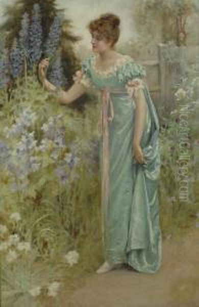 Giovane Donna In Giardino Oil Painting by Norman Prescott-Davies