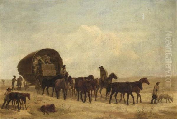 The Caravan Oil Painting by Johann E. Gottlieb Prestel