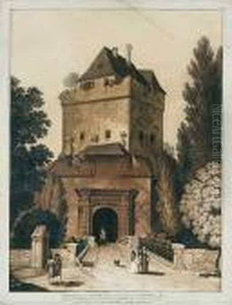 Prospect Des St. Gallen Thors ... Zufrankfurt Oil Painting by Johann Gottlieb Prestel