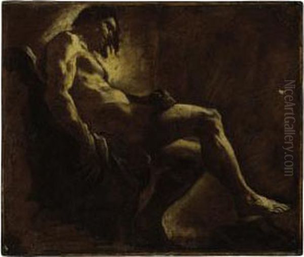 Study Of A Male Nude Oil Painting by Mattia Preti