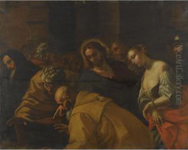 Christ And The Woman Taken In Adultery Oil Painting by Mattia Preti