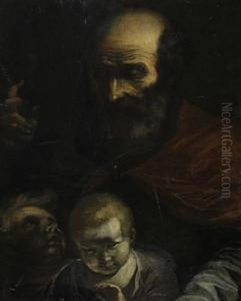 Saint Gennaro With Two Children Oil Painting by Mattia Preti