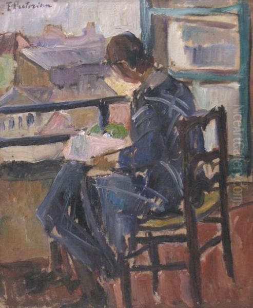 Reading Oil Painting by Florenta Pretorian