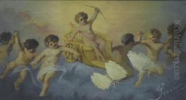 Angeli Oil Painting by Gaetano Previati