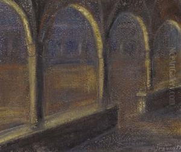 Interno Di Chiostro Oil Painting by Gaetano Previati