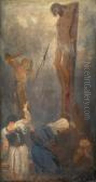 Crocifissione Oil Painting by Gaetano Previati