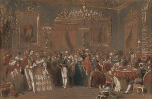 Reception At Buckingham Palace Oil Painting by A. Prevost