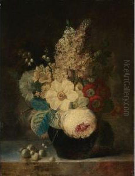 Flower Still Life Oil Painting by Jean Louis, Le Jeune Prevost