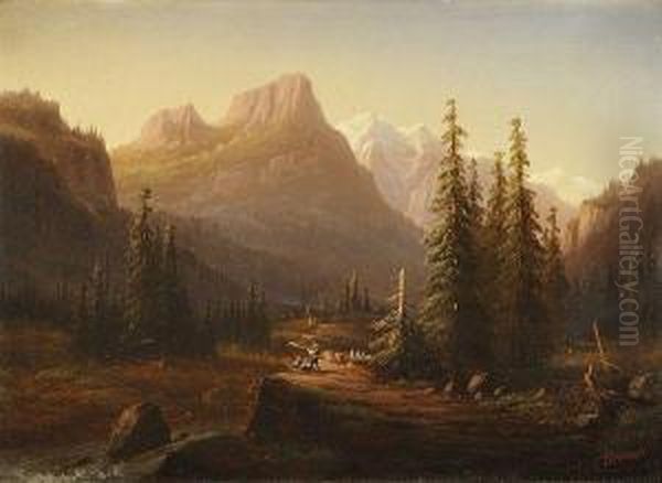 Vue Des Alpes Suisses Oil Painting by Nicolas Louis A. Prevost